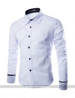camisa de hombre estilo casual blanco negro rosa #03610180