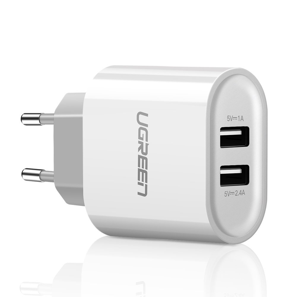 Adaptador USB Corriente eléctrica (2 puertos) Ugreen 20384 blanco por 9,99€