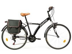 Bicicleta de paseo Moma con suspension, cuadro de aluminio, 18 velocidades y ruedas de 26 pulgadas