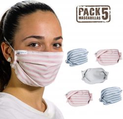 Mascarillas de tela reutilizables de 3 capas Tapidecor 5 uds.
