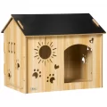 Caseta de Madera para Perros Pequenos PawHut 69x50x585 cm de madera de roble